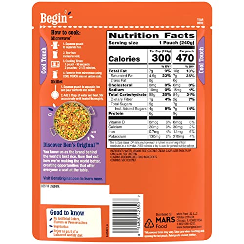 BEN'S ORIGINAL Ready Rice Coconut Jasmine microwave setup saves time.