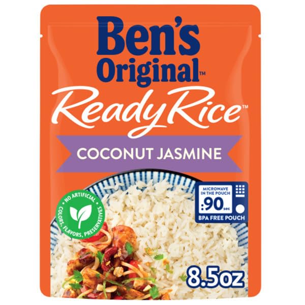 BEN'S ORIGINAL Ready Rice Coconut Jasmine pouch after heating releases inviting aroma.