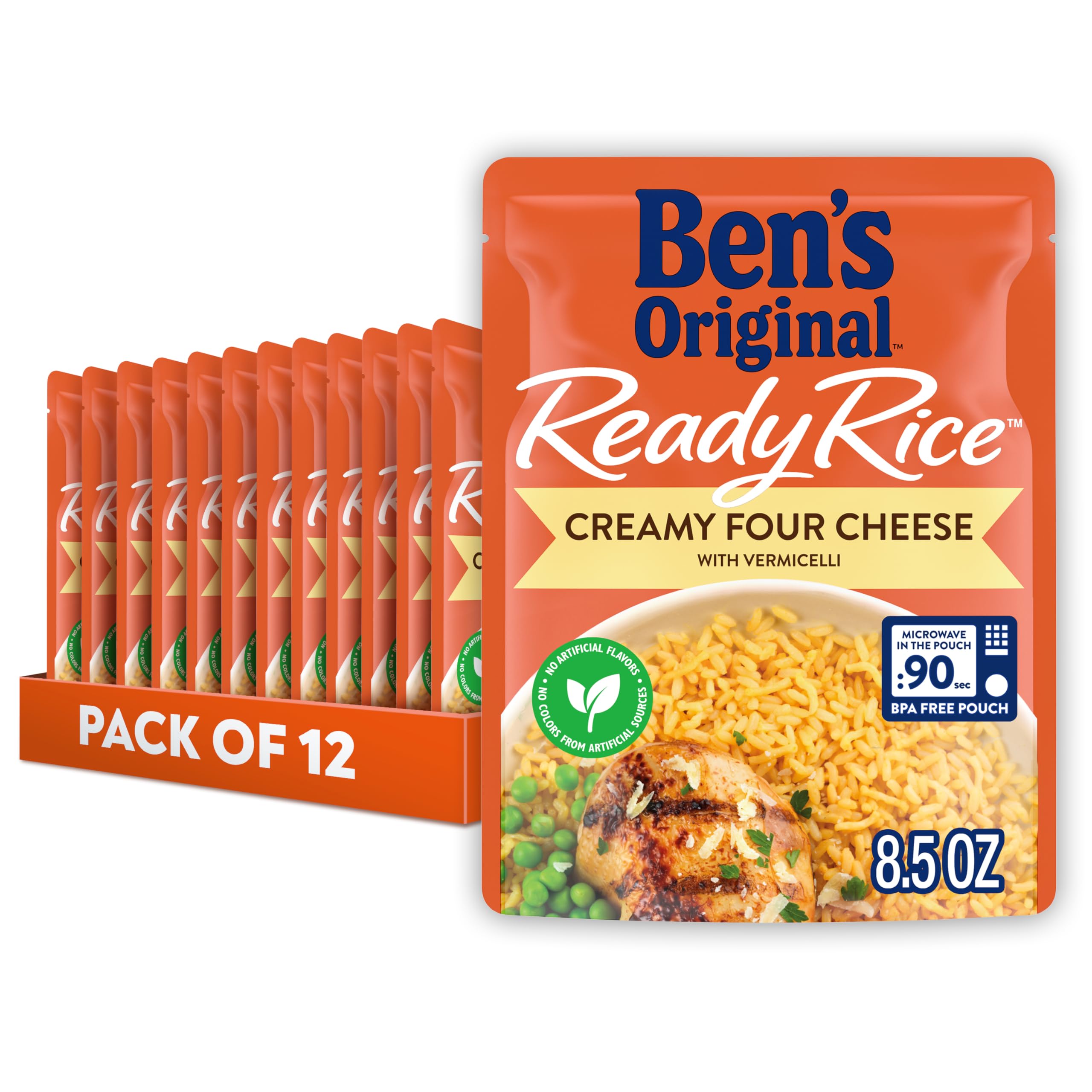 BEN'S ORIGINAL Ready Rice Creamy Four Cheese pouch pack for quick dinner prep