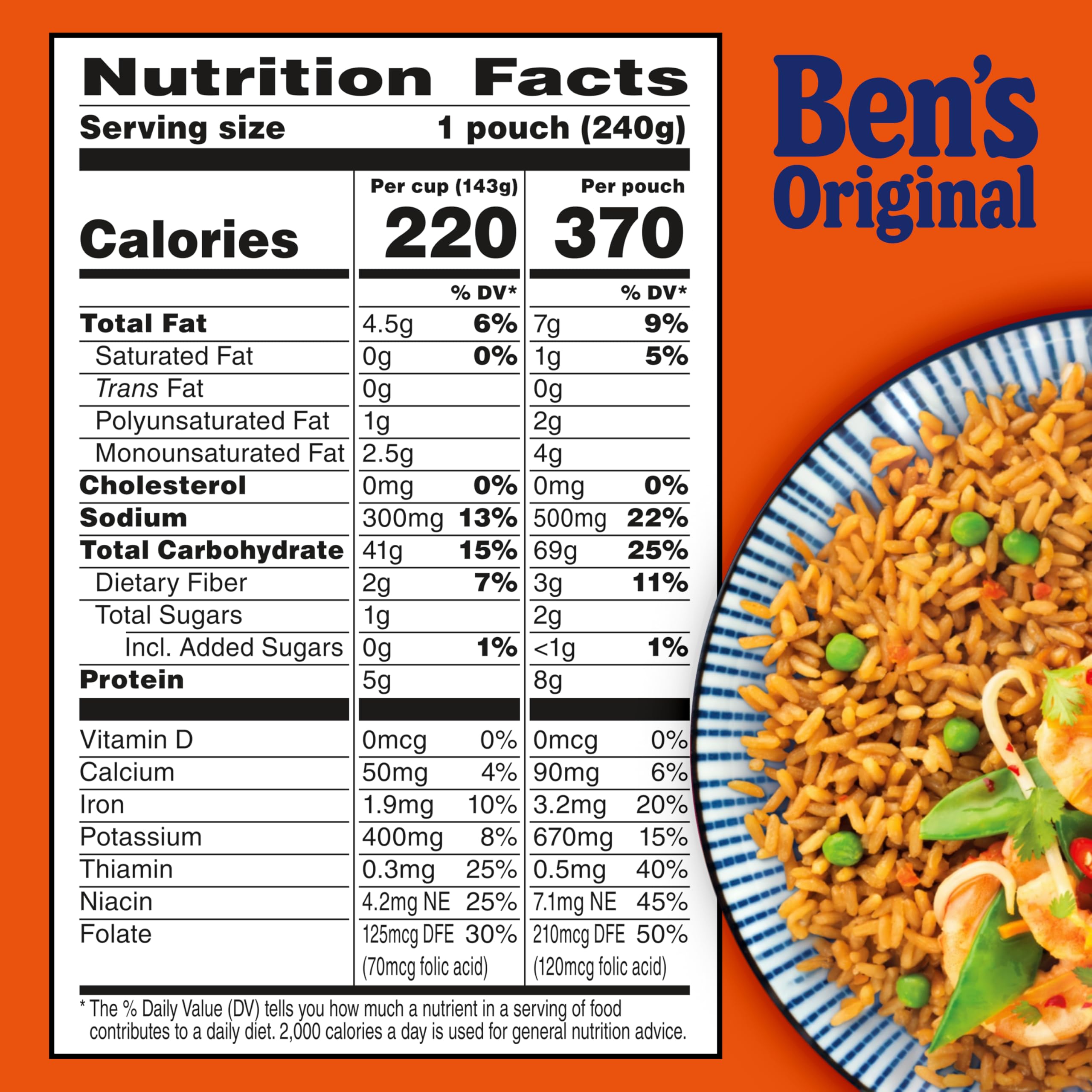 Ben's Original Ready Rice fried rice with peas and carrots shown as a tasty side in minutes