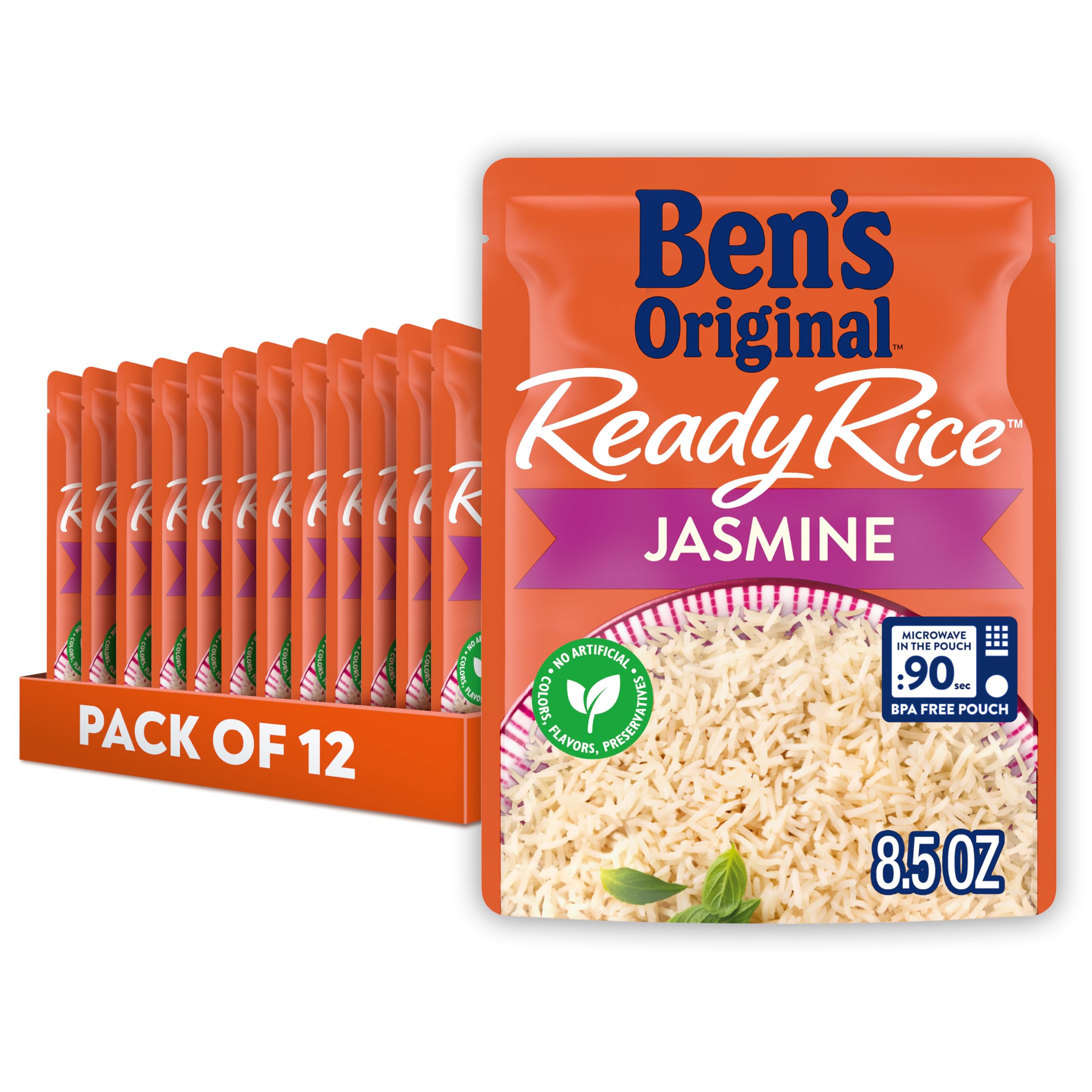 BEN'S ORIGINAL Jasmine Rice pouch in a 12-pack for quick meals