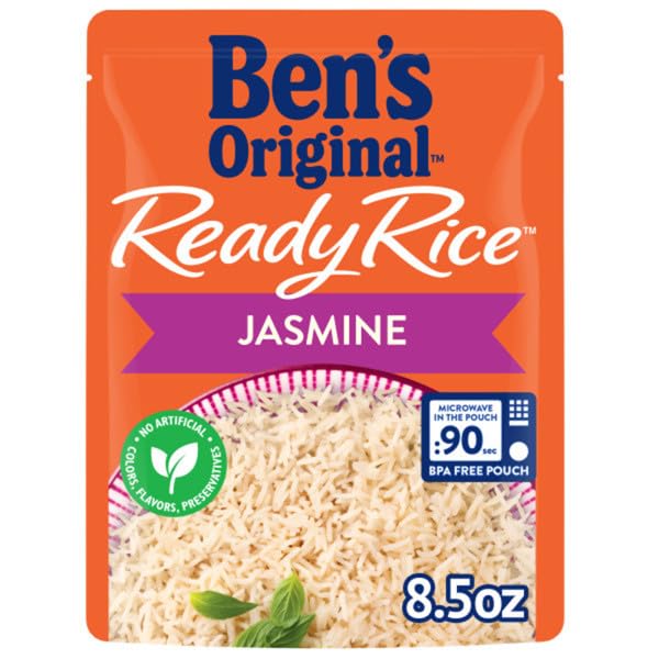 BEN'S ORIGINAL Ready Rice Jasmine Rice steaming bowl highlights fluffy texture.