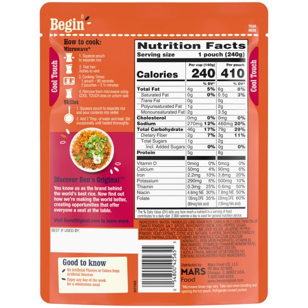 BEN'S ORIGINAL Ready Rice microwave-90-seconds pouch delivers fast, mess-free preparation.