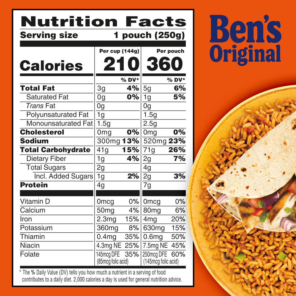BEN'S ORIGINAL Ready Rice Spanish Style BPA-free pouch on kitchen counter.