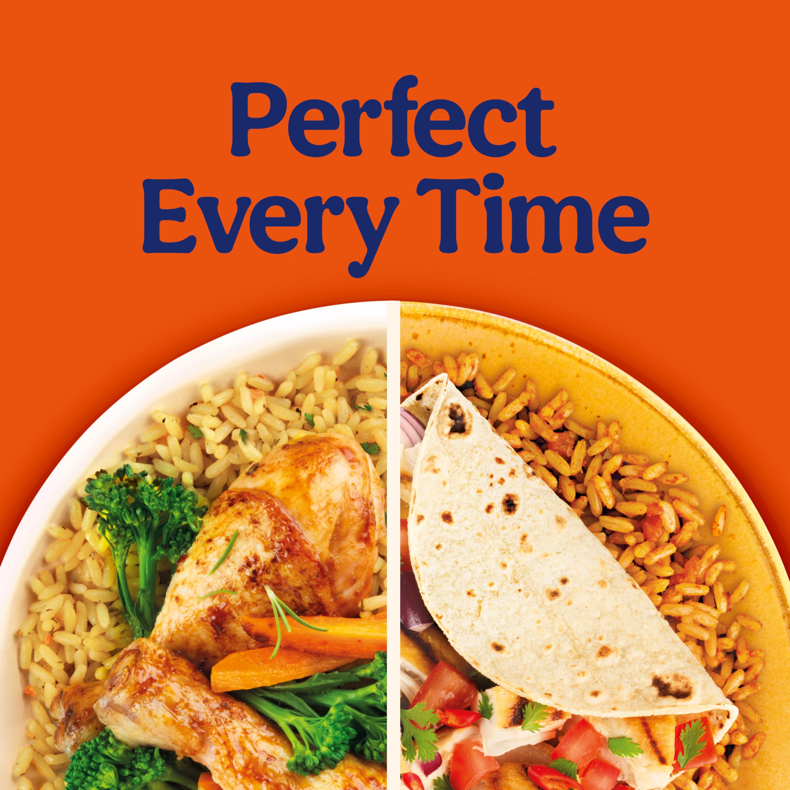 Closeup of BEN'S ORIGINAL Ready Rice Spanish-style pouch with tomatoes and peppers