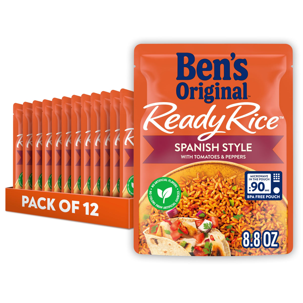 BEN'S ORIGINAL Ready Rice Spanish Style pouch front—ready-to-eat in seconds for easy dinners.