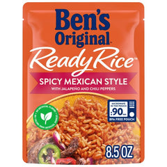 BEN'S ORIGINAL Ready Rice spicy Mexican-style pouch creates a quick, flavorful side in minutes.