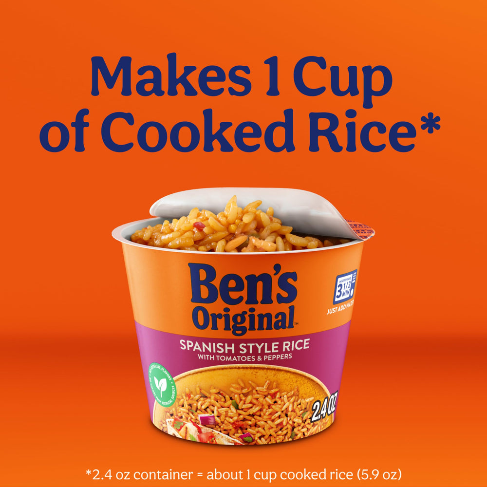 BEN'S ORIGINAL Spanish Style Rice features tomato and pepper flavor.