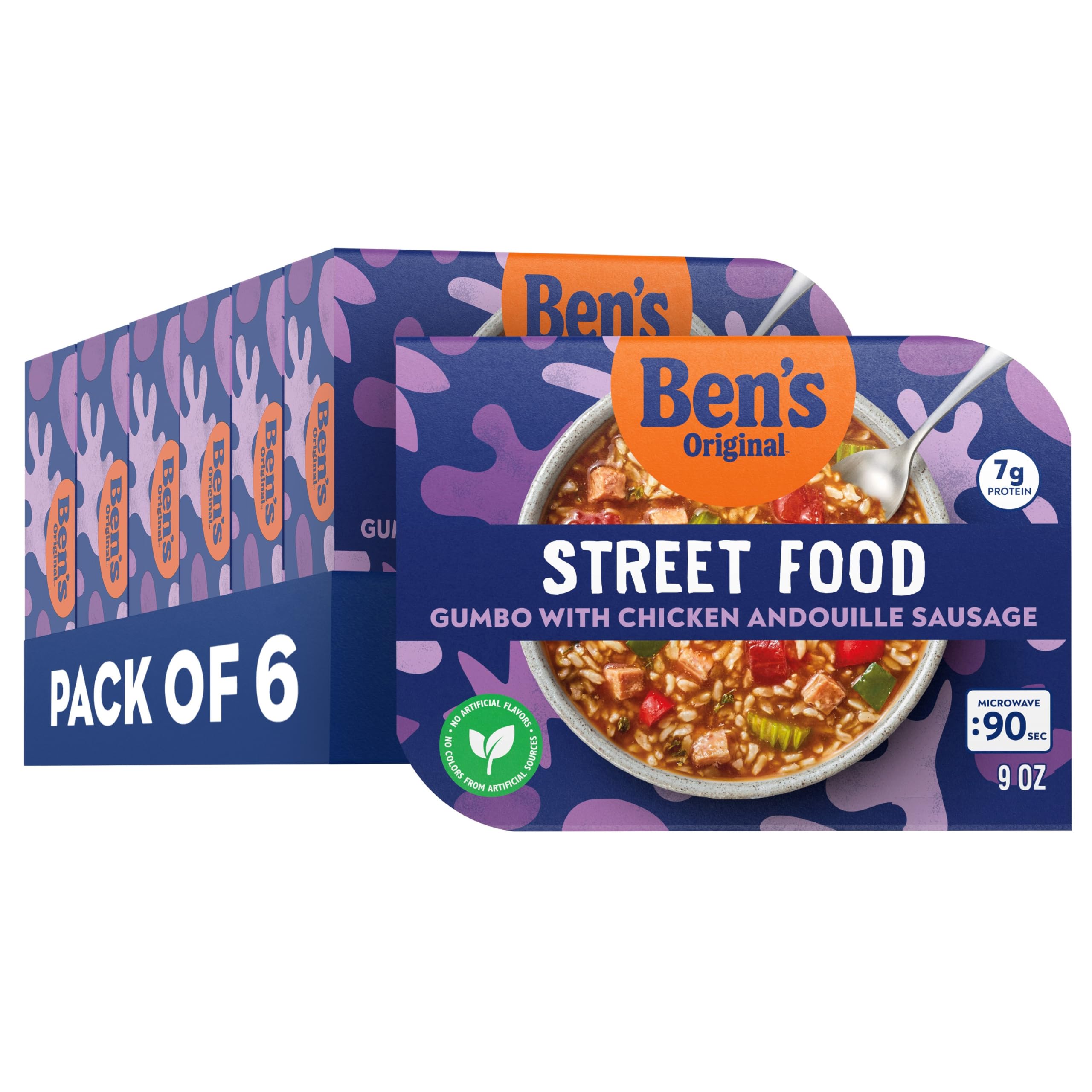 BEN'S ORIGINAL Street Food Gumbo bowl top view, ready in 90 seconds.