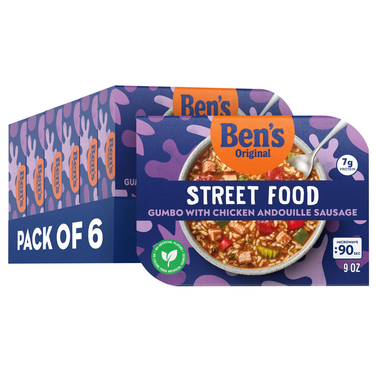 BEN'S ORIGINAL Street Food Gumbo bowl top view, ready in 90 seconds.