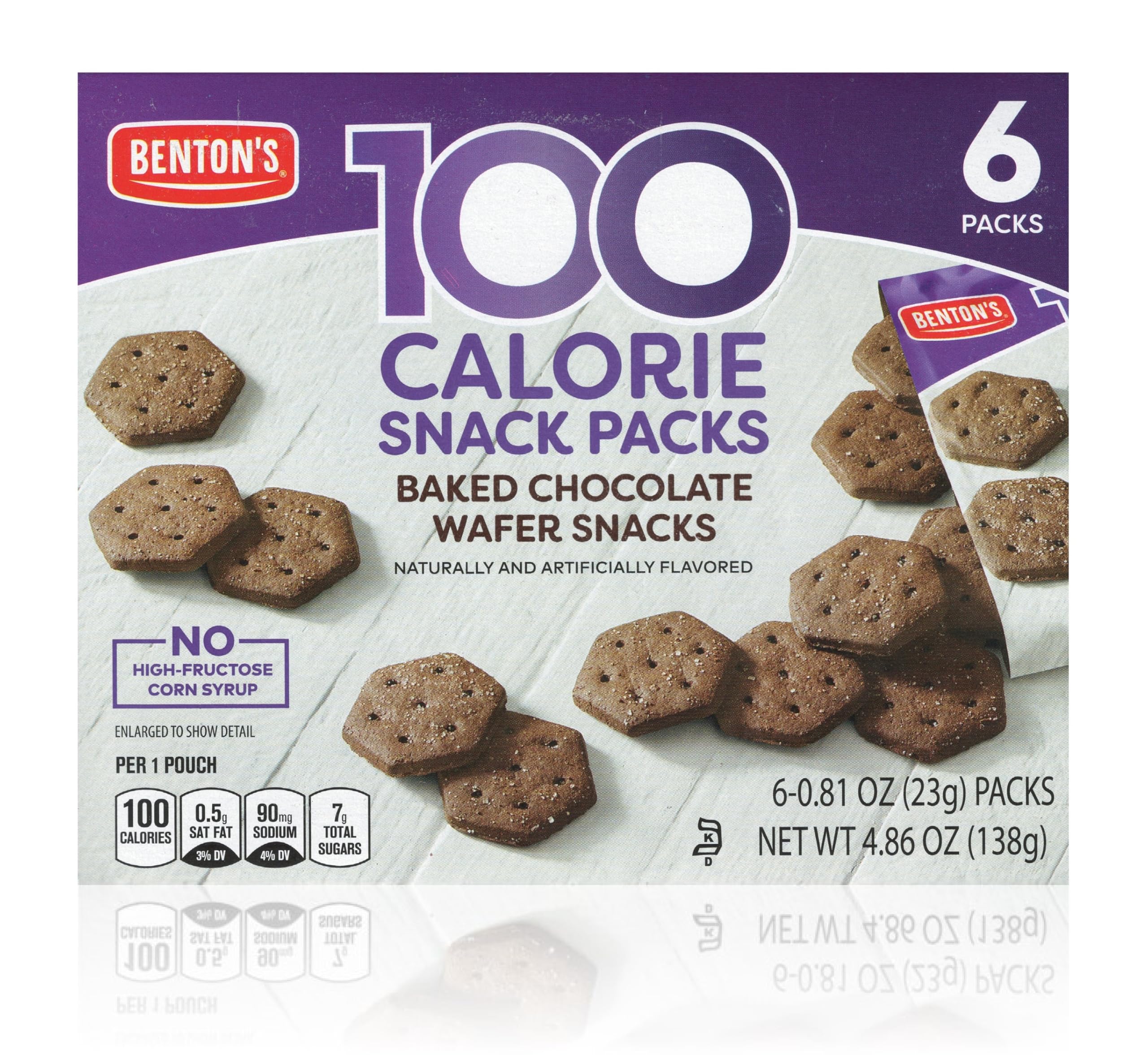 Benton's 100-calorie baked wafer snack pack in a box, ideal for lunchboxes.