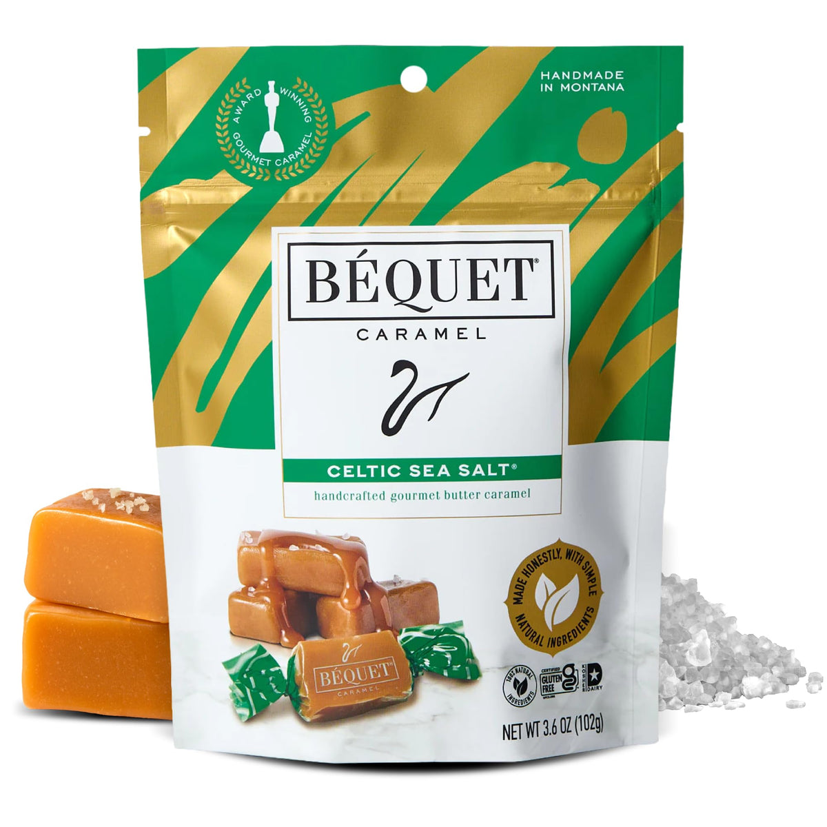 Bequet Celtic Sea Salt caramel pouch for convenient on-the-go indulgence