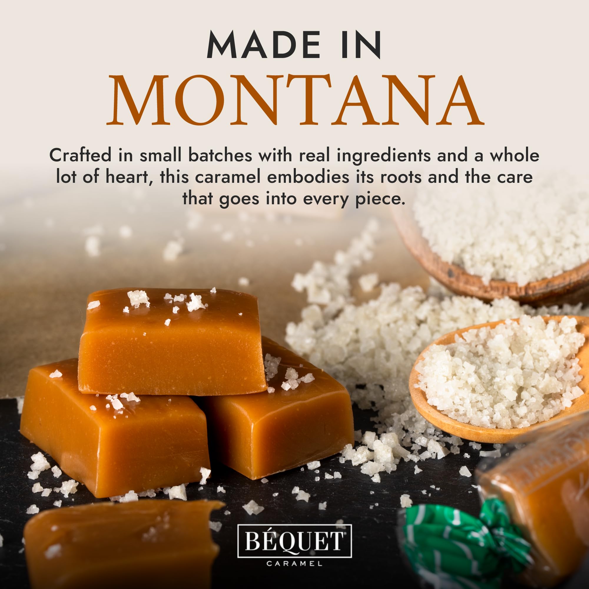 Creamy texture from real cream and butter in Béquet caramels.