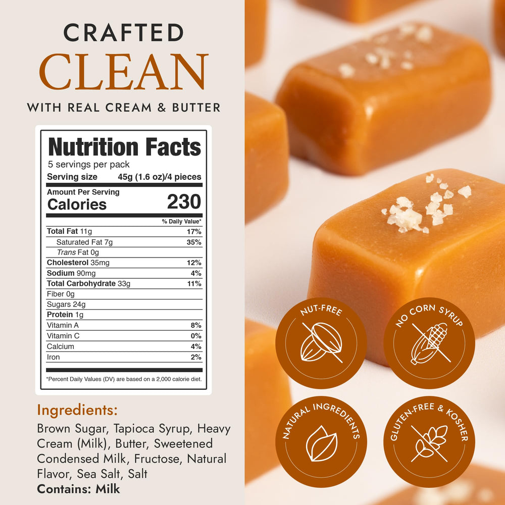 Bequet salted butterscotch caramels unwrapped reveal soft chew texture