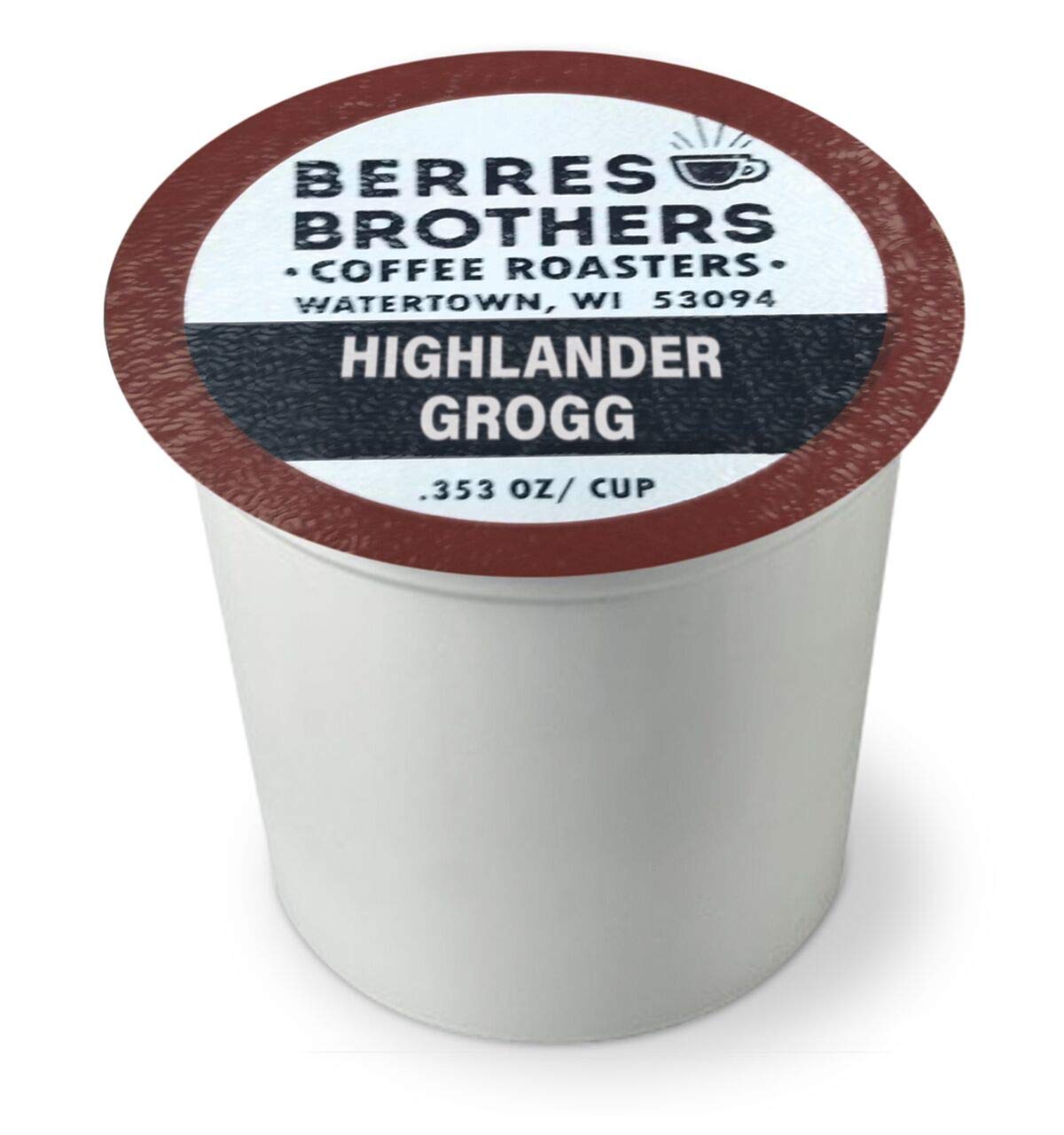 Berres Brothers Highlander Grogg packaging box showcases convenient 72-count pods for Keurig.