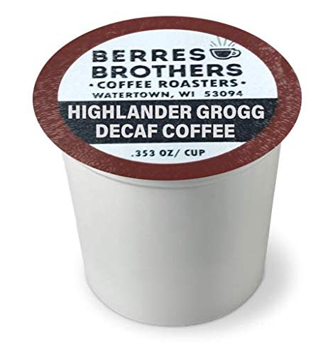Berres Brothers Highlander Grogg pods top view, 12-count box for Keurig brewers.