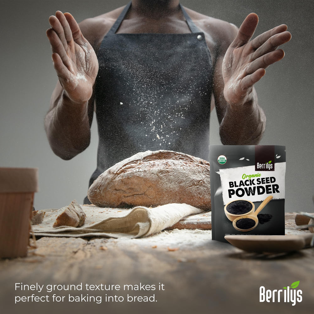 Berrilys Black Seed Powder pours smoothly from the bag.