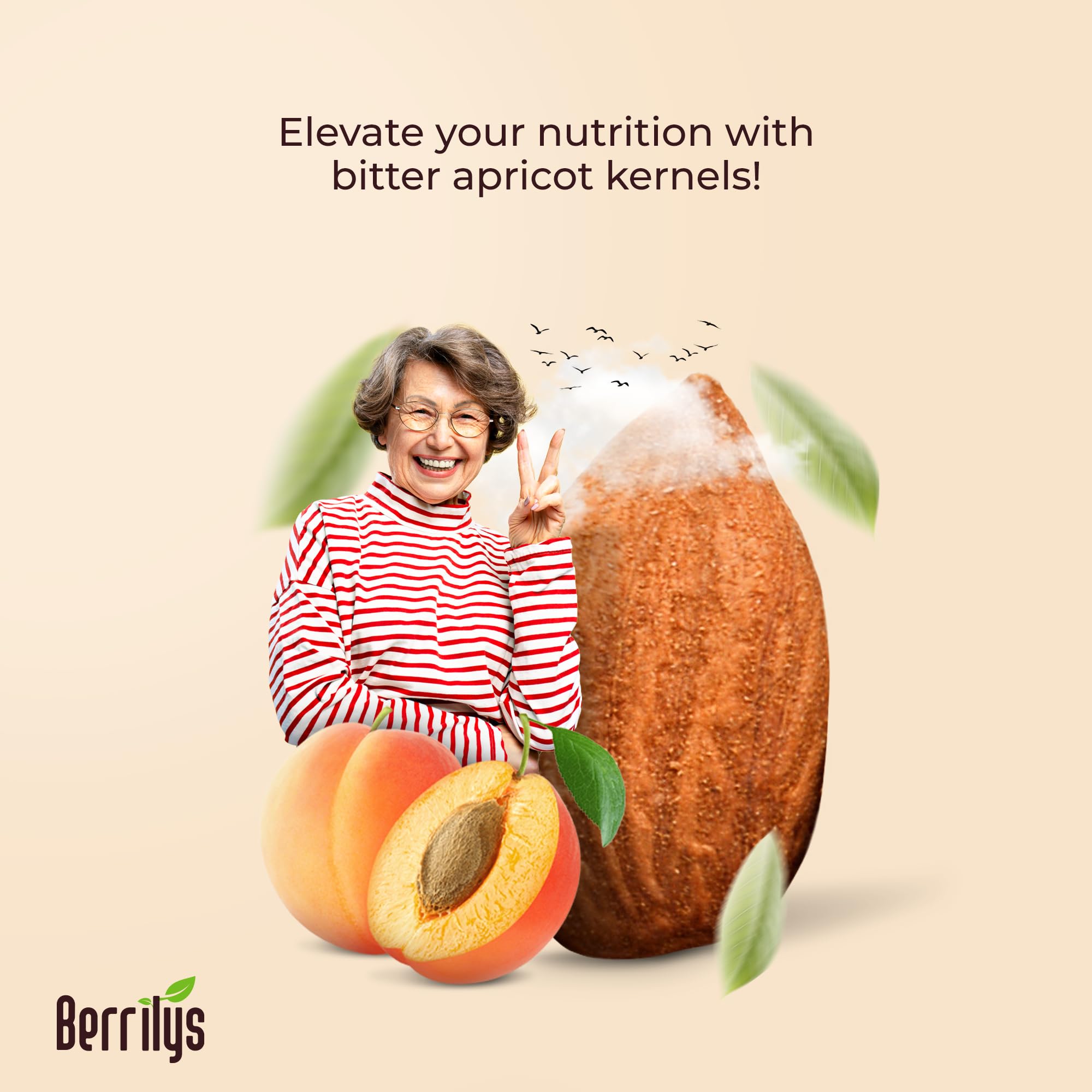 Berrilys organic bitter apricot kernels in the kitchen for baking and seasoning.
