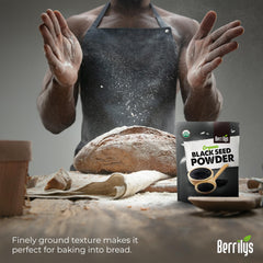 Smoothie bowl featuring Berrilys Organic Black Seed Powder for a nutrient boost