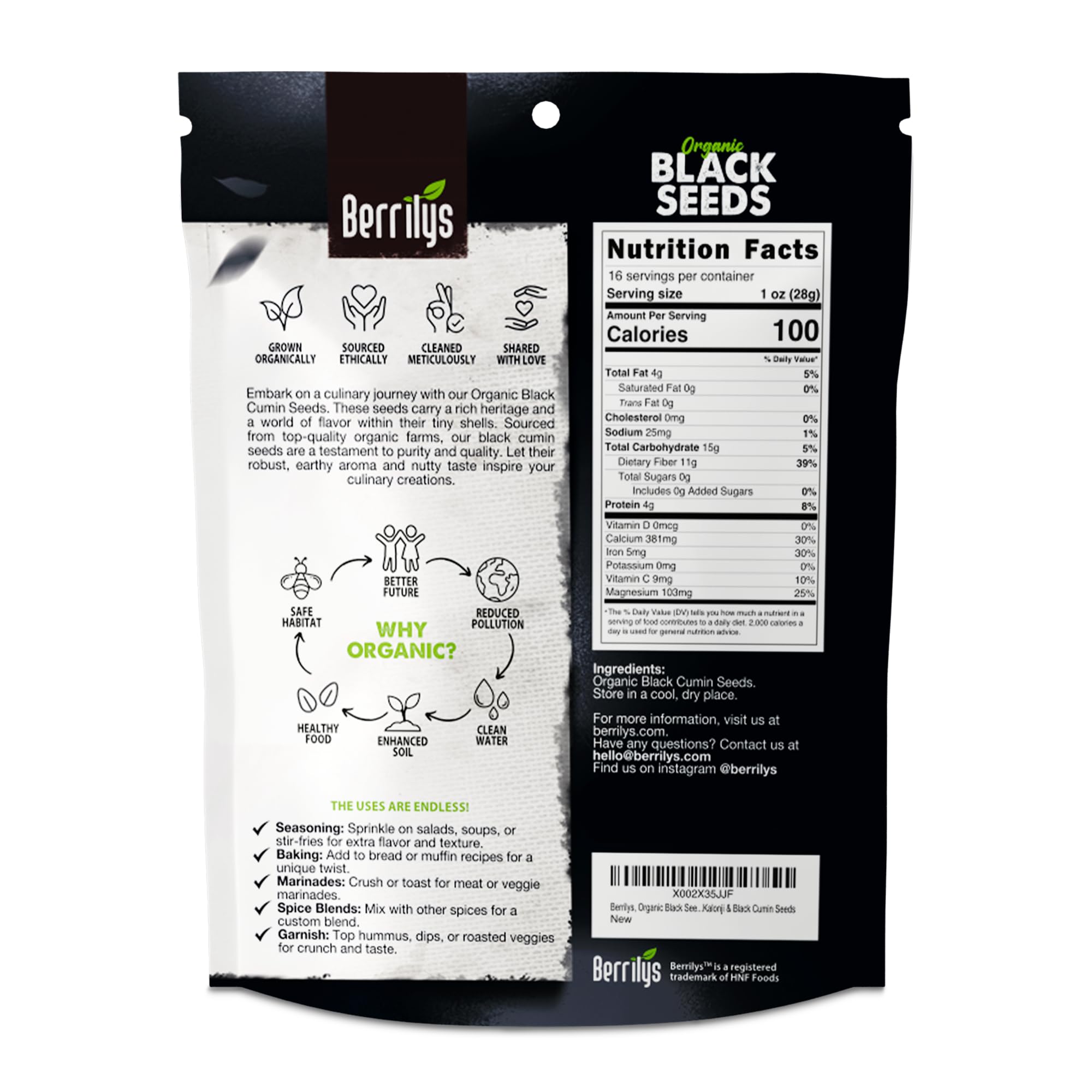 Berrilys Organic Nigella Sativa seeds close-up emphasizing purity and flavor potential.