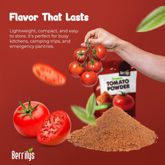 Berrilys tomato powder ideal for baking and seasoning recipes.