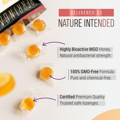 Berringa Manuka Lozenges Ginger Lemon texture melts slowly for gentle throat comfort.
