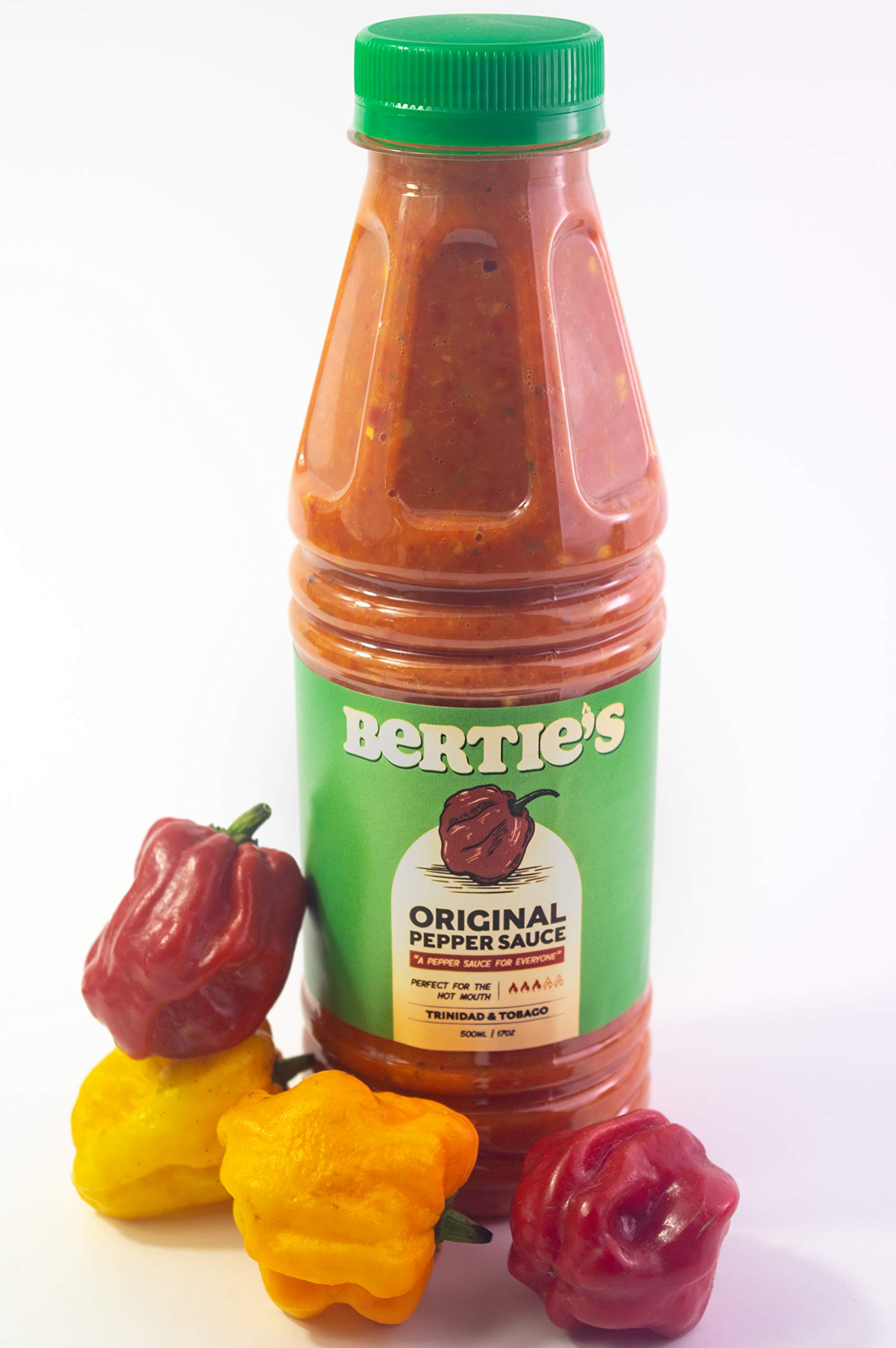 Bertie's Original Pepper Sauce packaging mock-up conveys gift-ready authenticity.
