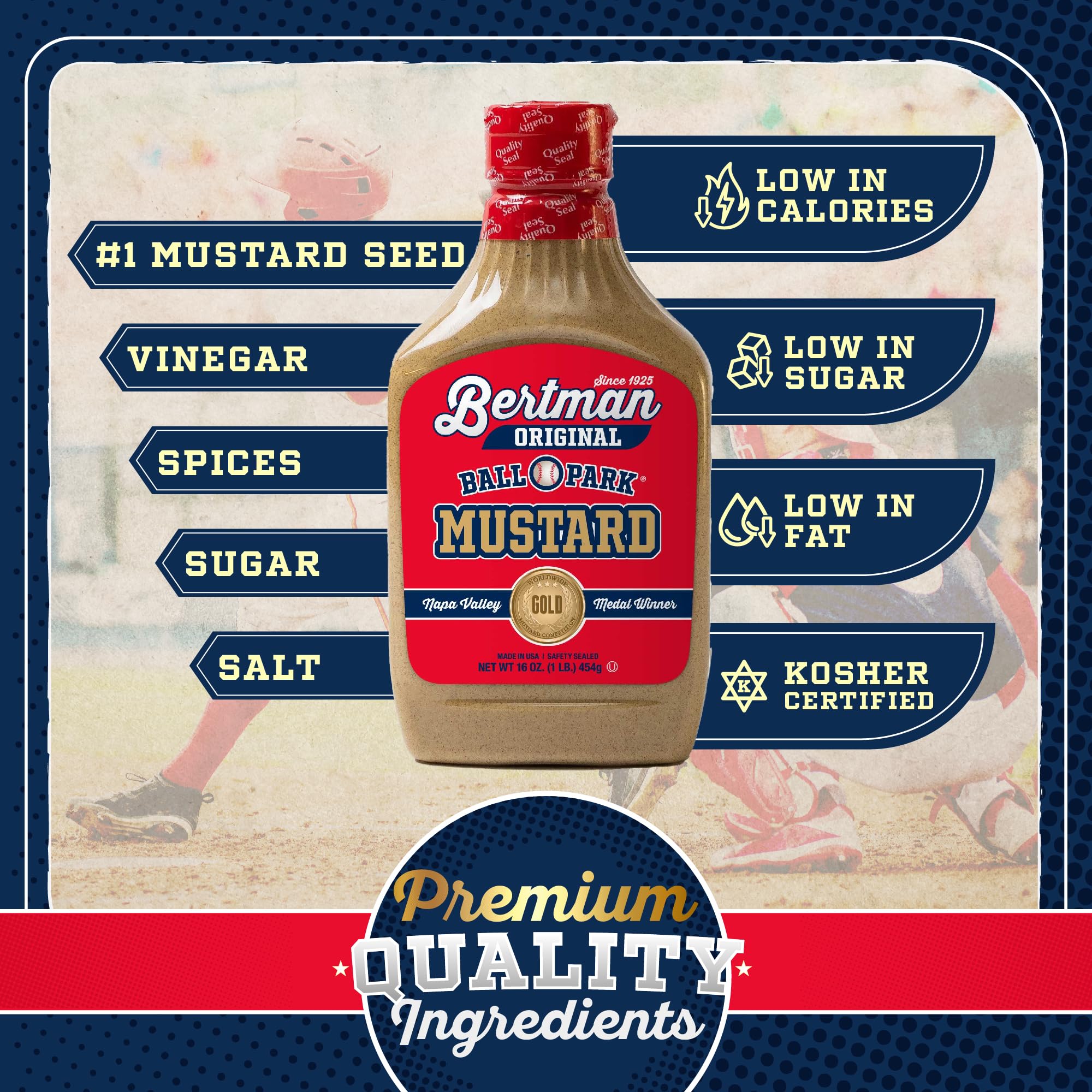 Bertman Original Ball Park Mustard smooth texture ideal for marinades.