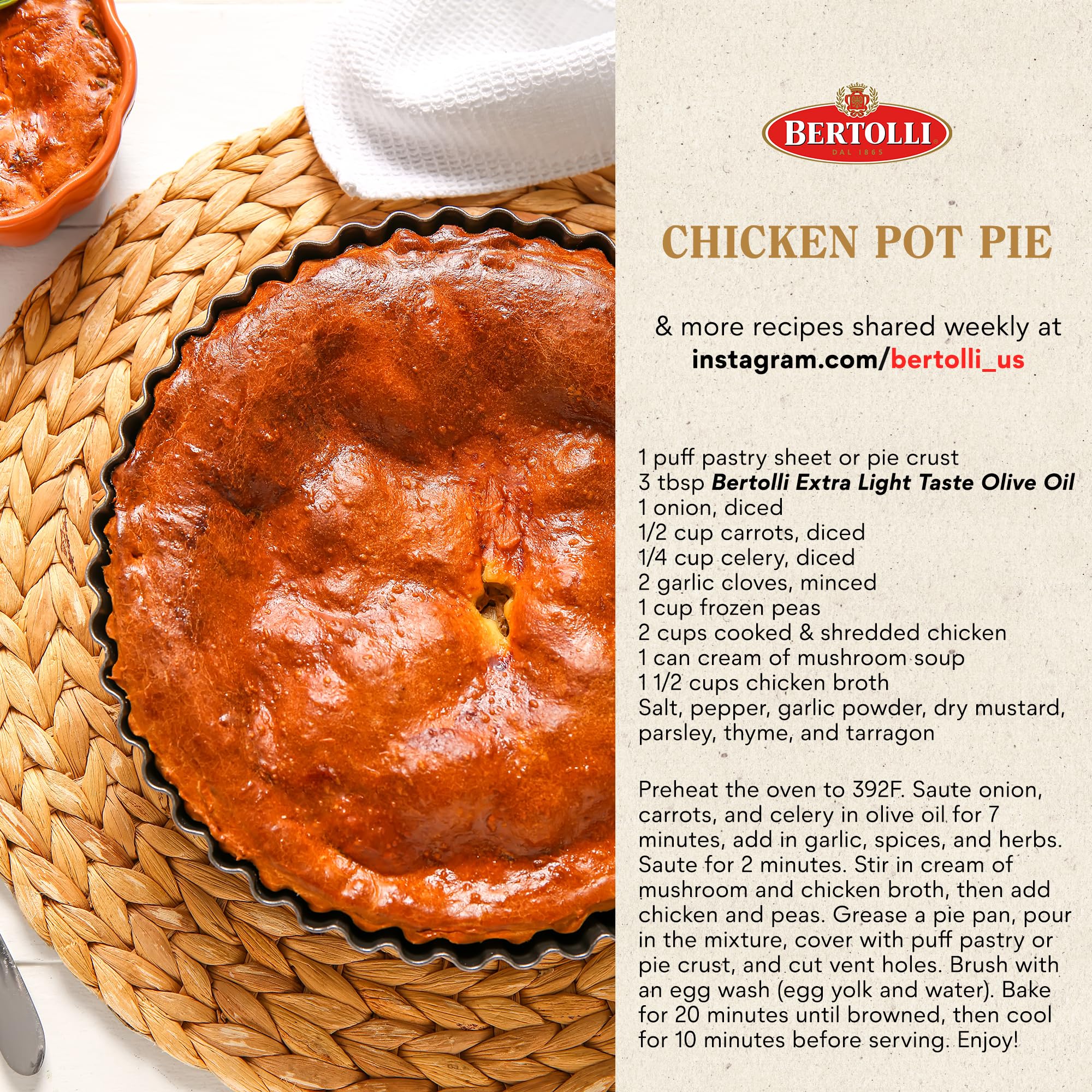 Bertolli extra light oil substitutes butter in baking for subtle flavor.