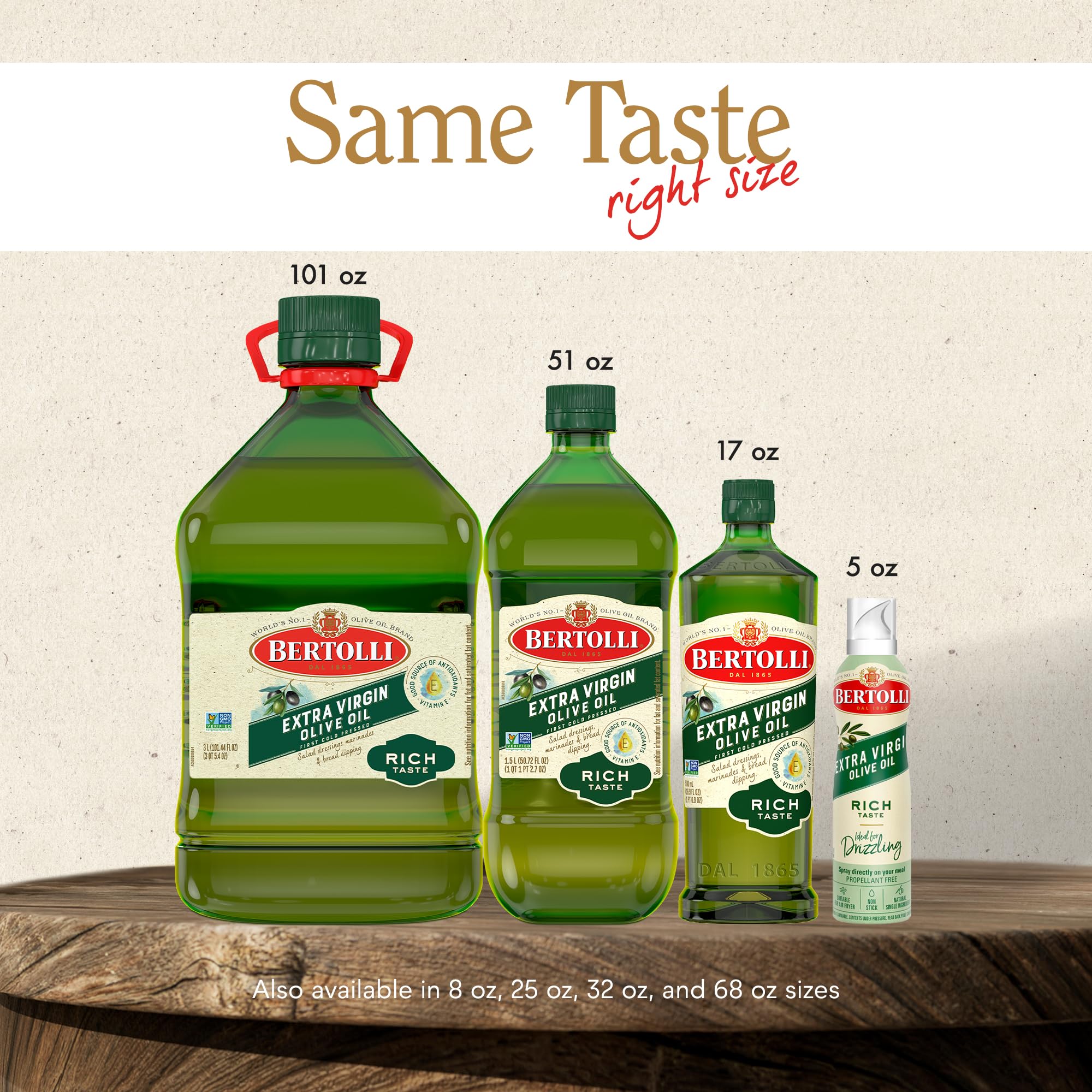 Dark Bertolli bottle preserves freshness for rich flavor