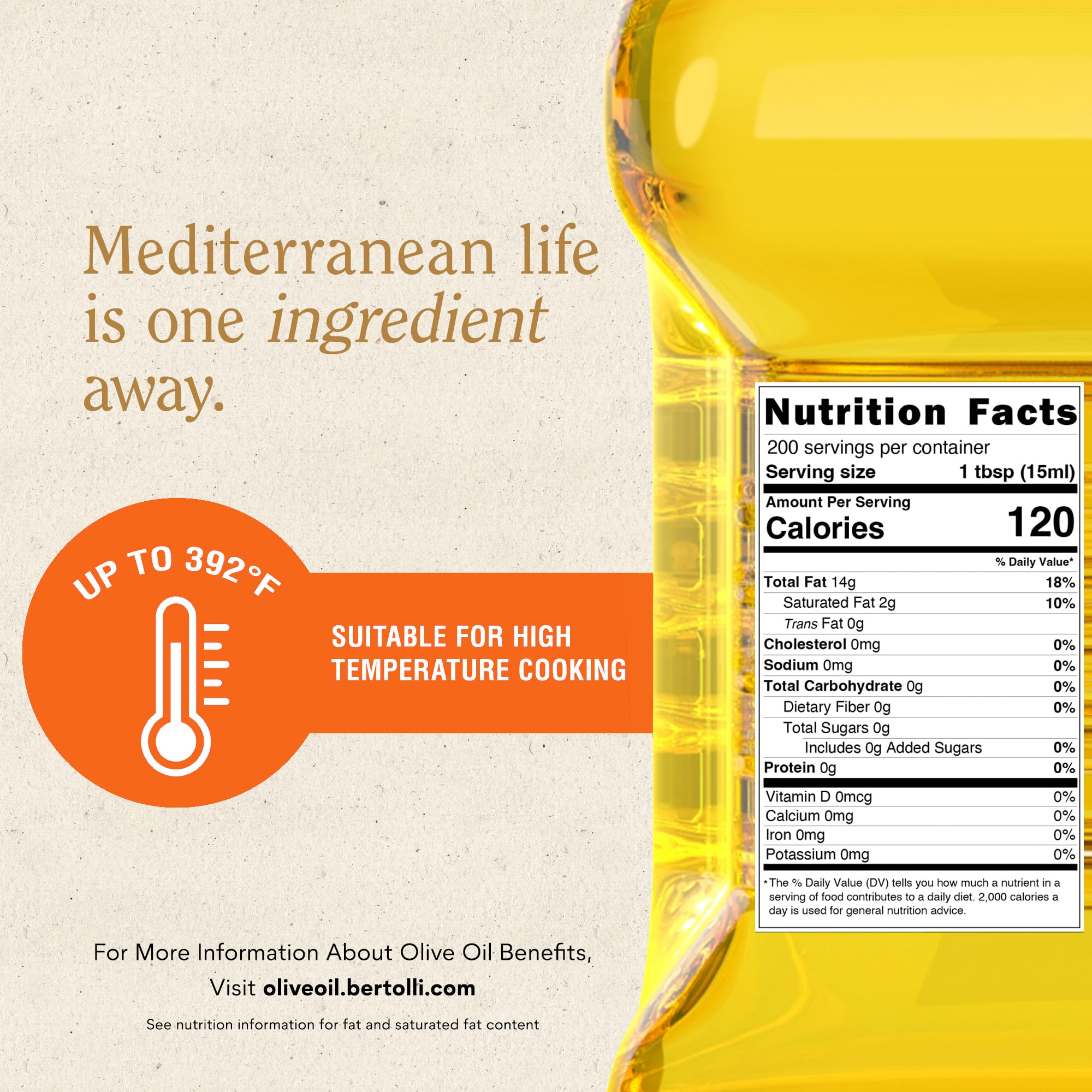 Bertolli olive oil emphasizing Mediterranean heritage for everyday cooking