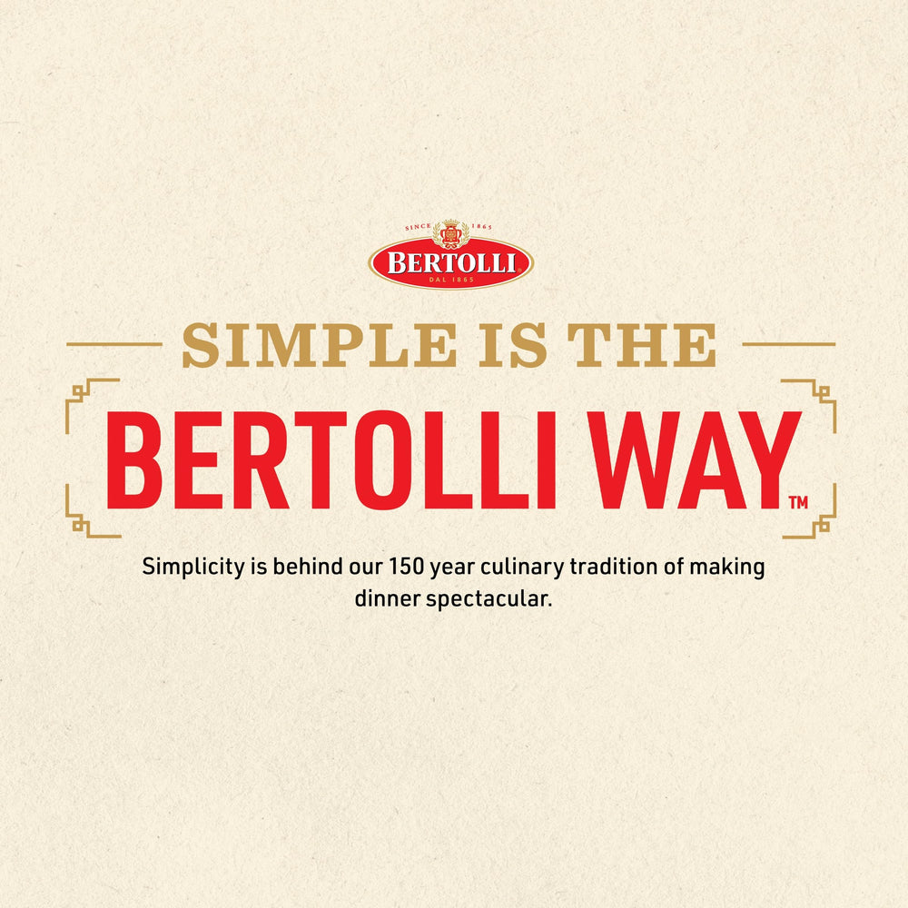 Bertolli pasta sauce with fresh basil leaves and olive oil aroma