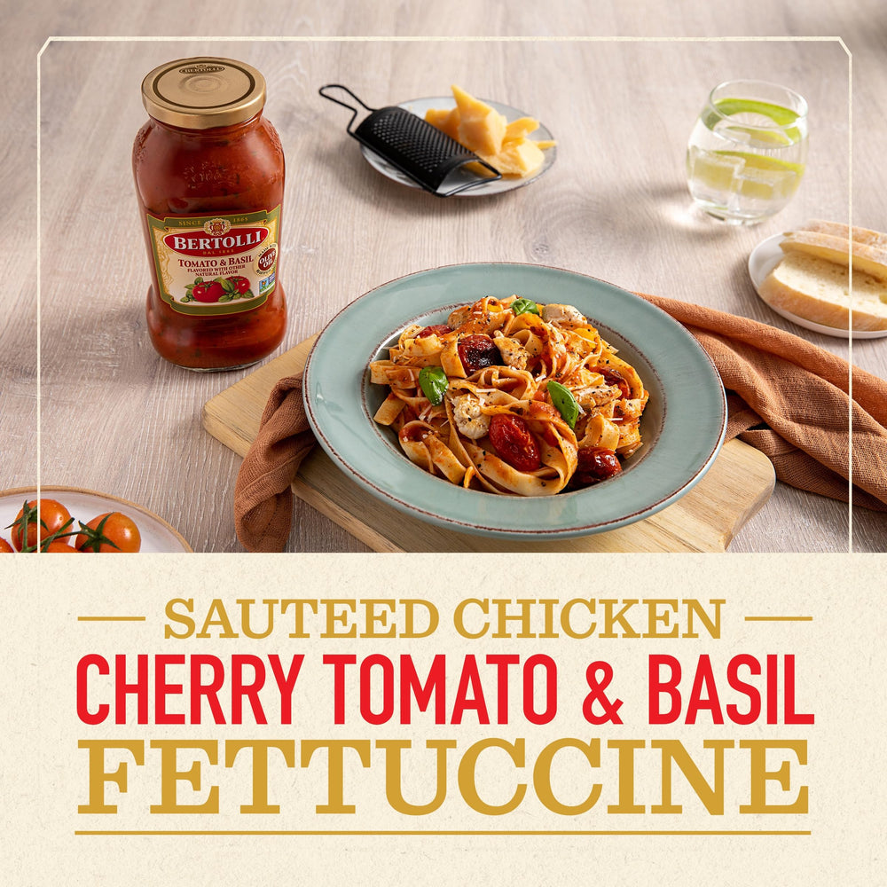 Crostini topped with Bertolli tomato basil sauce for savory bites