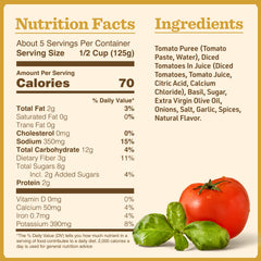 Bertolli sauce label close-up showing tomato and basil ingredients