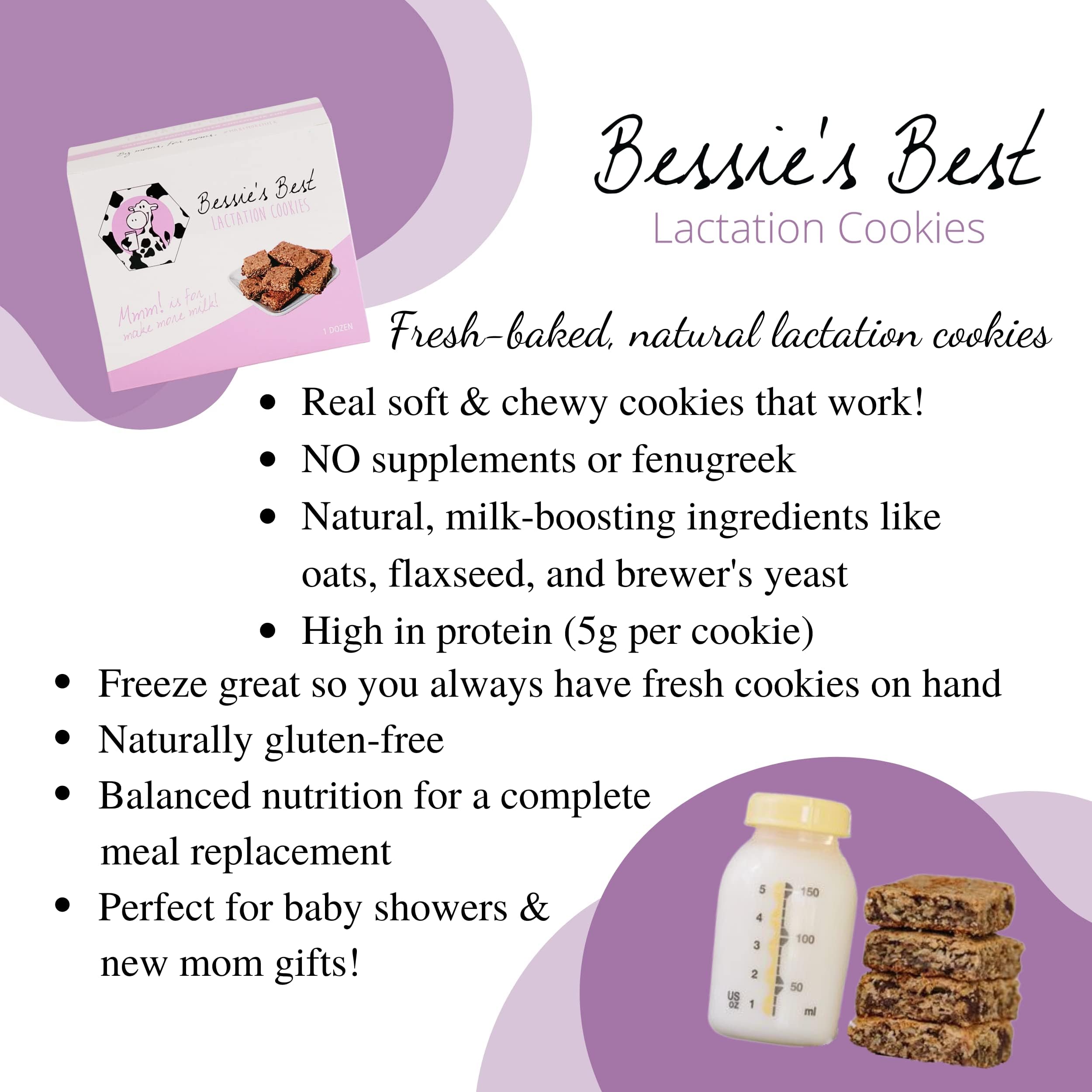 Bessie's Best Lactation Cookies bite shot with rich chocolate and peanut butter