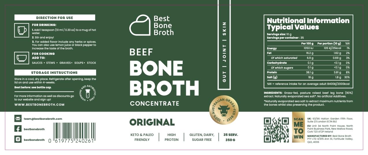 Best Bone Broth ingredients from Australia and New Zealand emphasize quality.