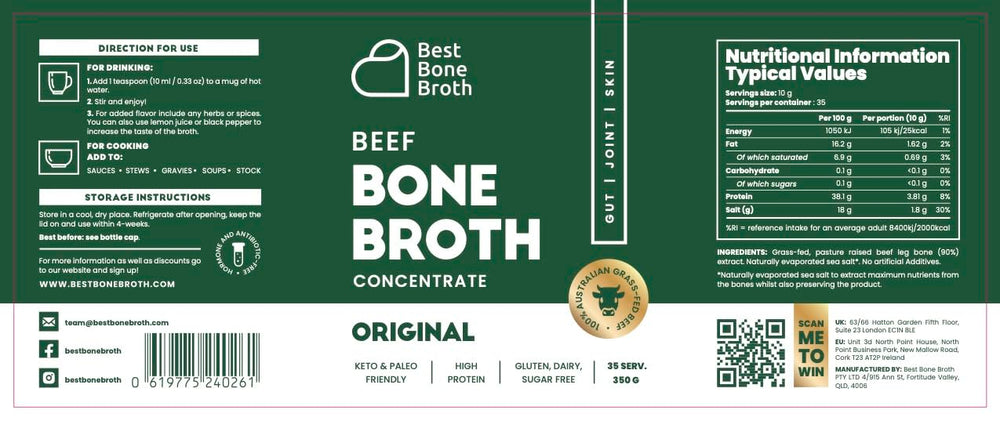 Best Bone Broth ingredients from Australia and New Zealand emphasize quality.
