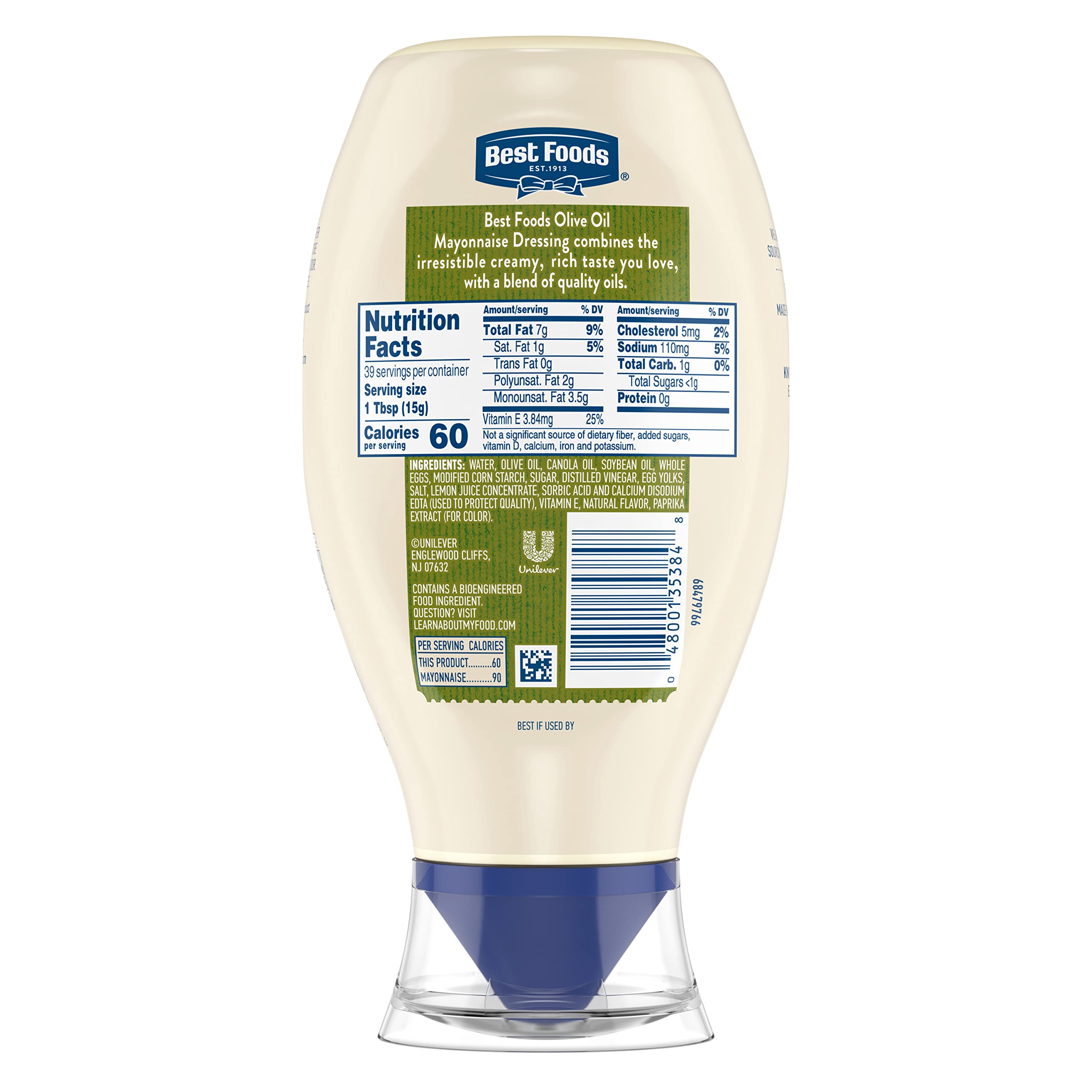 Best Foods Olive Oil Mayo squeeze-cap for precise, controlled dispensing