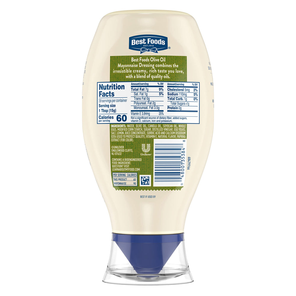 Best Foods Olive Oil Mayo squeeze-cap for precise, controlled dispensing