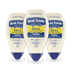 Best Foods Real Mayonnaise squeeze bottle front view for quick sandwich prep.