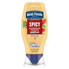Best Foods Spicy Mayonnaise bottle pour adds creamy heat to sandwiches.