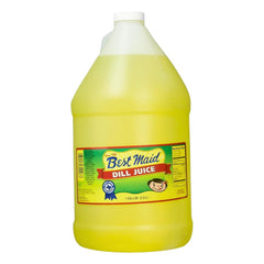 Best Maid Dill Juice bottle on kitchen shelf highlighting authentic flavor