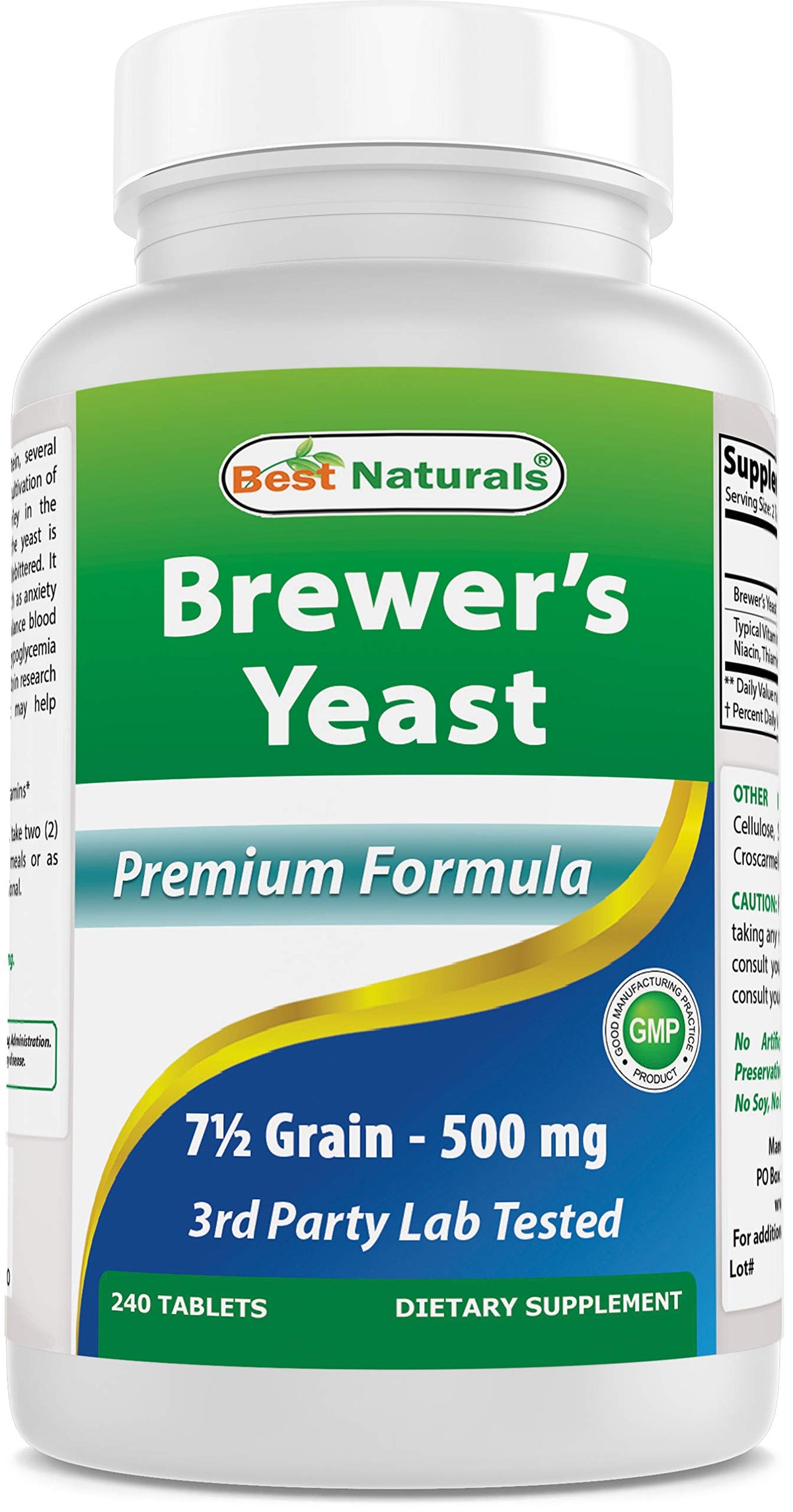 Best Naturals Brewers Yeast bottle front view highlights label and potency