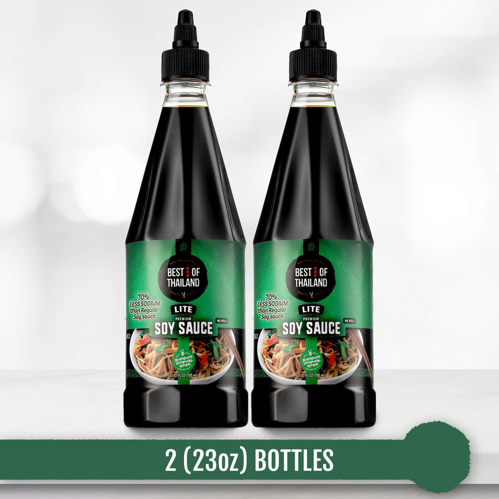 Best of Thailand Lite Soy Sauce pack front showing squeezable container