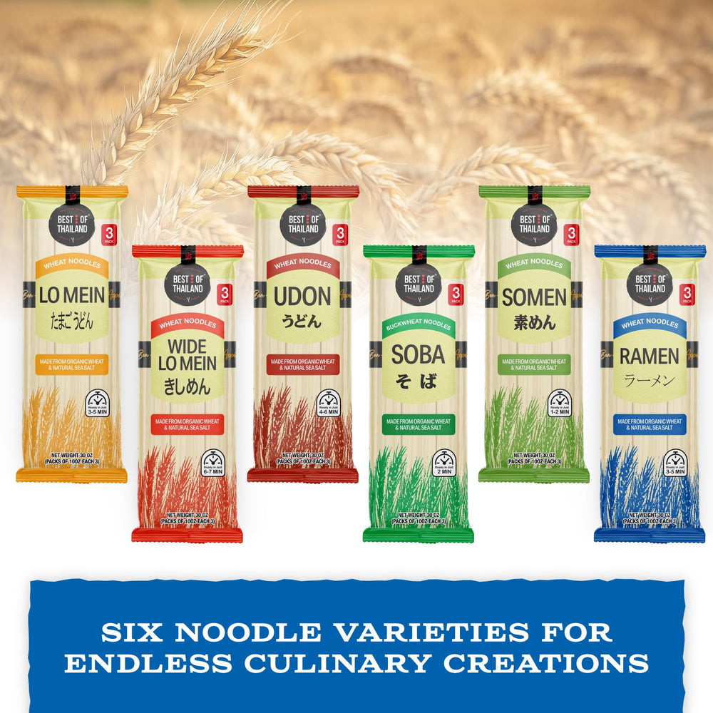 Best Of Thailand Noodles packaging, compact 3-pack for pantry storage