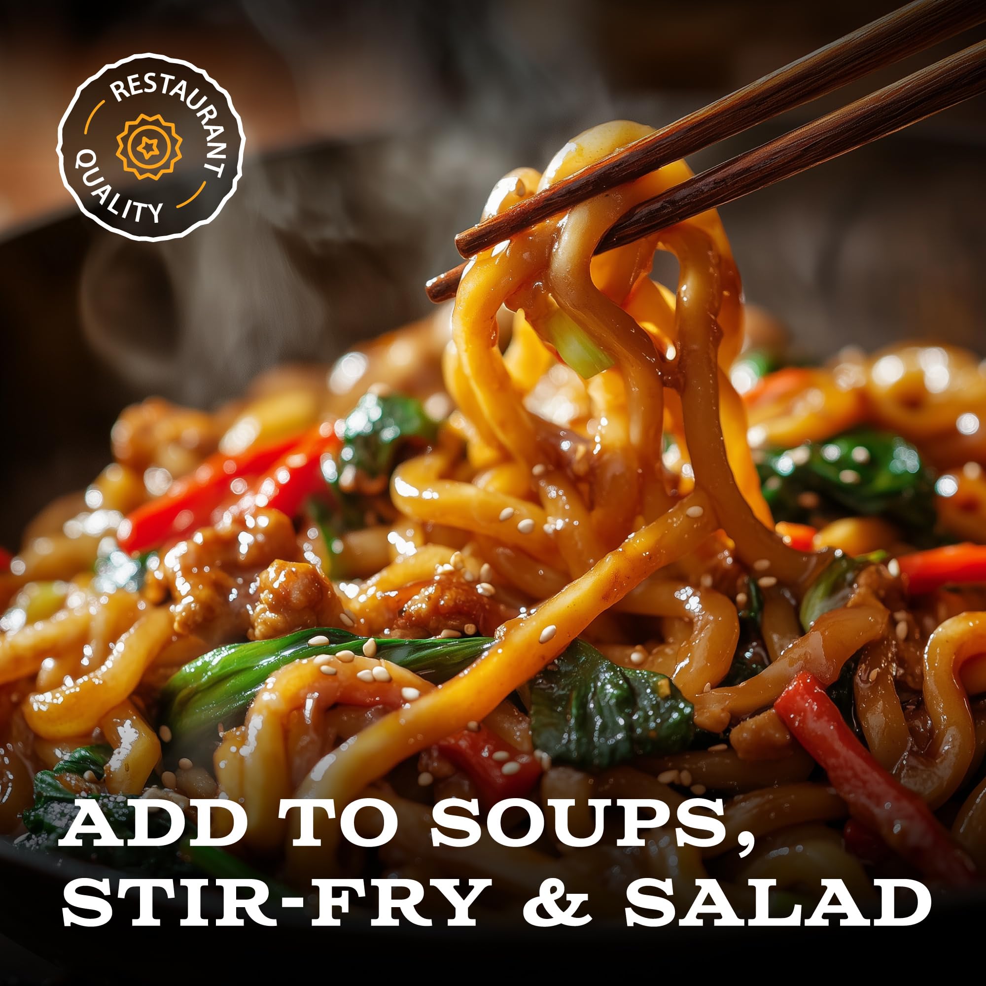 Best Of Thailand Noodles Udon package close-up emphasizes authentic branding.