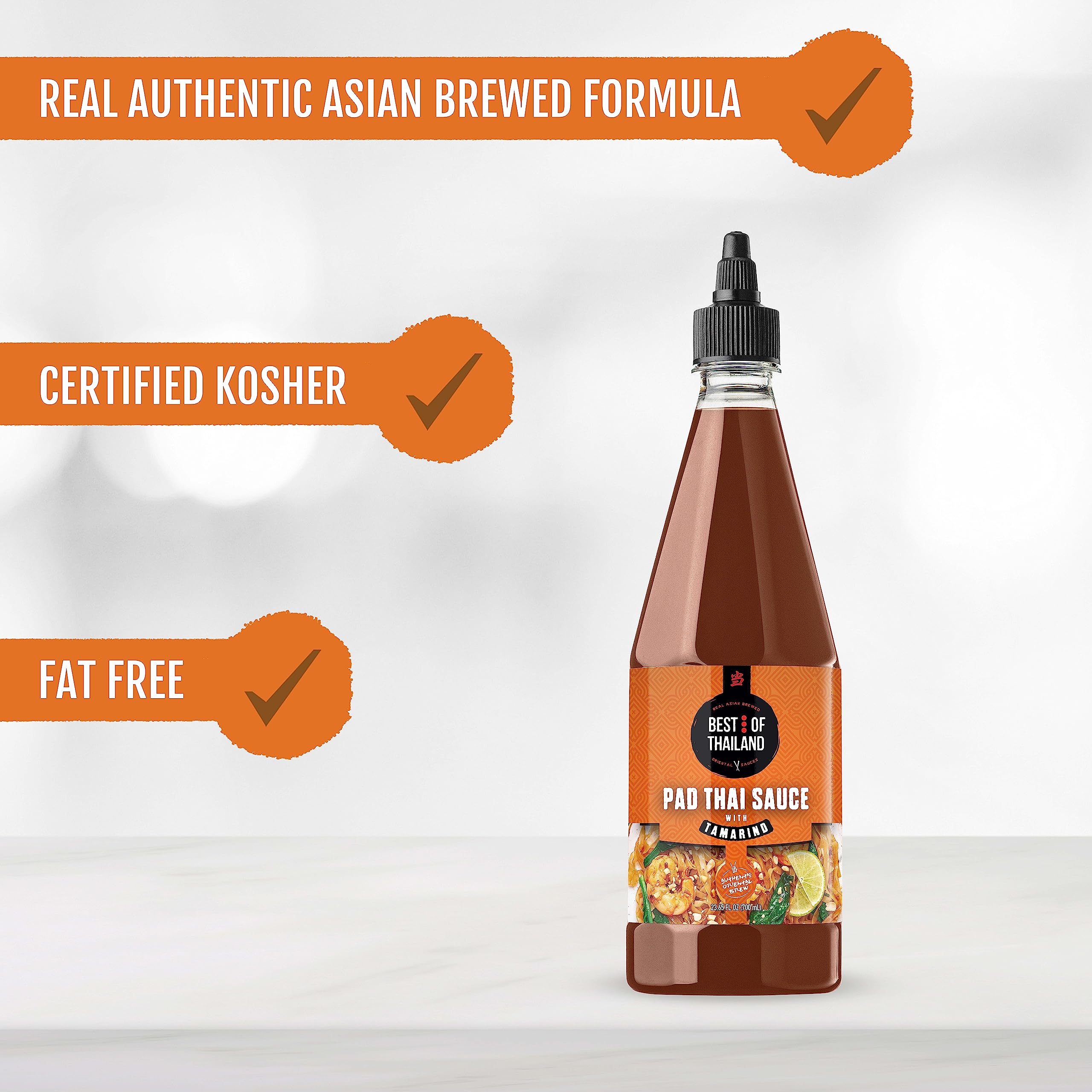 Ingredients panel reveals tamarind paste and palm sugar for Best of Thailand Pad Thai Sauce