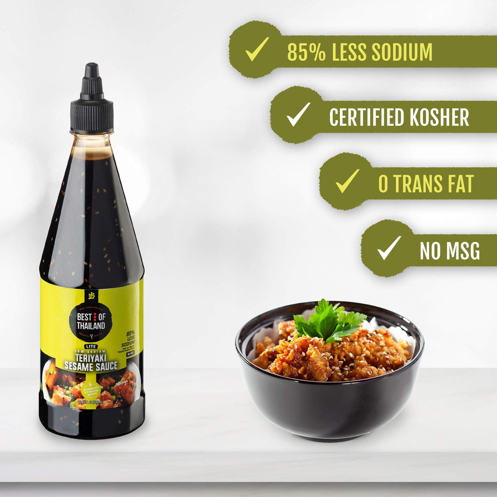 Best of Thailand Sesame Teriyaki Lite low-sodium label for healthier seasoning choice