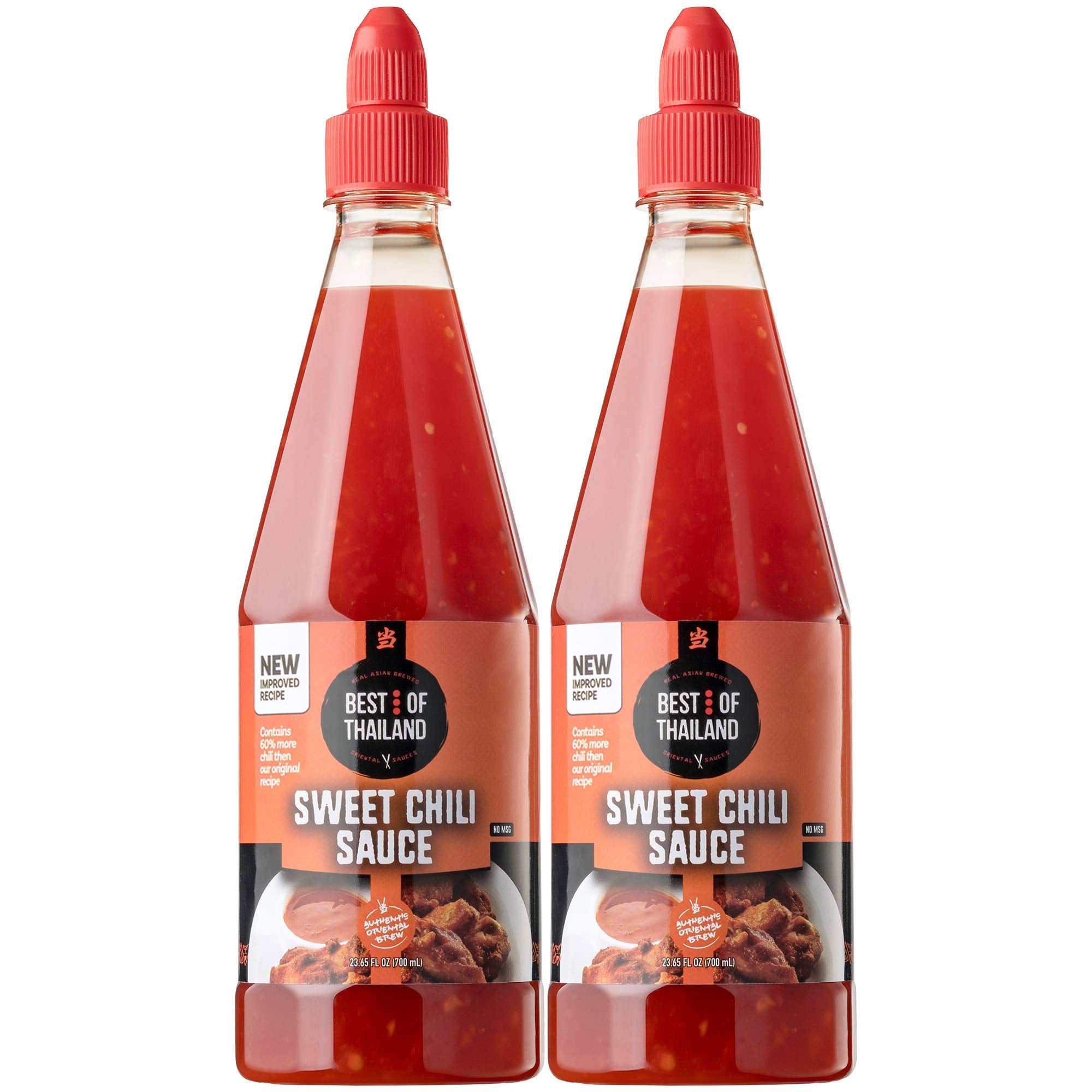Best of Thailand Sweet Chili Sauce bottle pour for quick dipping and flavor boost.