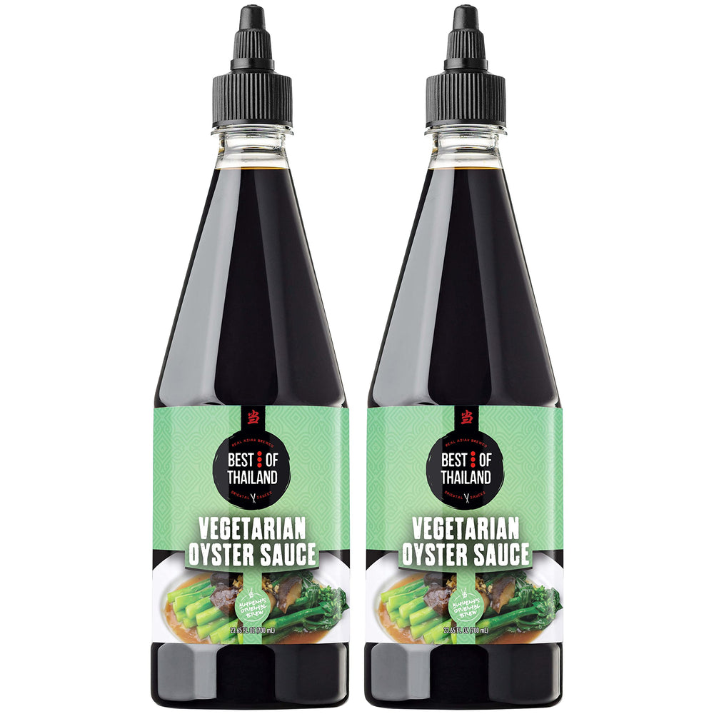 Best Of Thailand vegetarian oyster sauce bottle showcases rich umami flavor for versatile cooking.